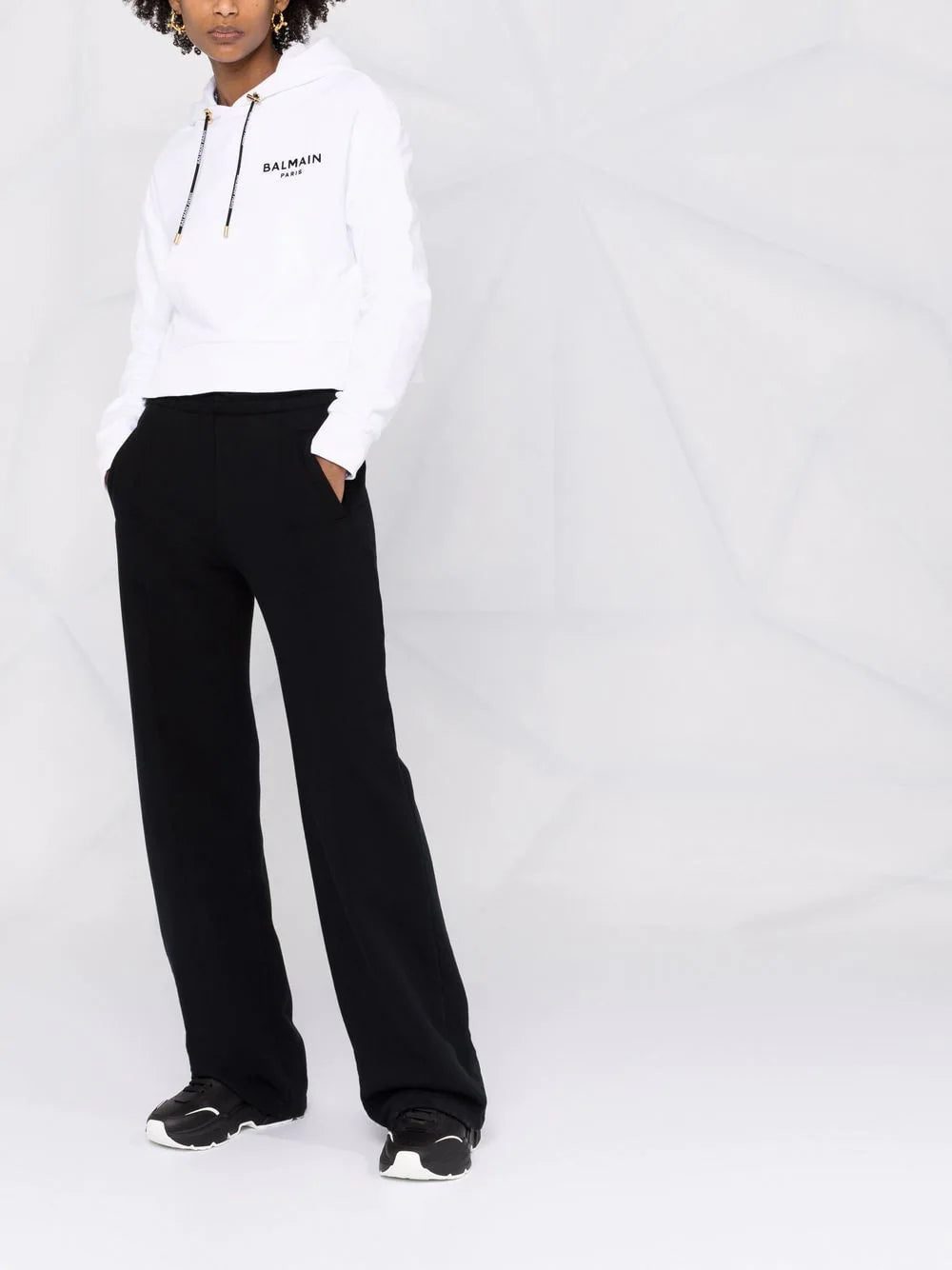 Balmain logo-print cropped hoodie - Image 2