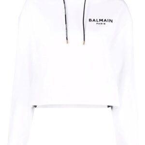 Balmain  logo-print cropped hoodie