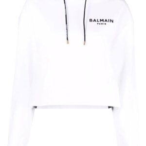 Balmain  logo-print cropped hoodie