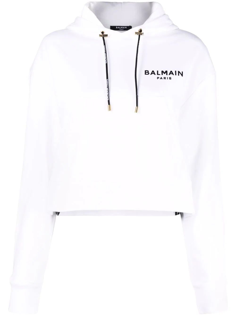 Balmain logo-print cropped hoodie