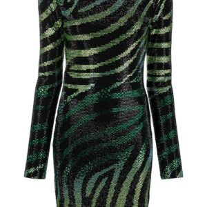 Philipp Plein crystal-embellished zebra-print dress