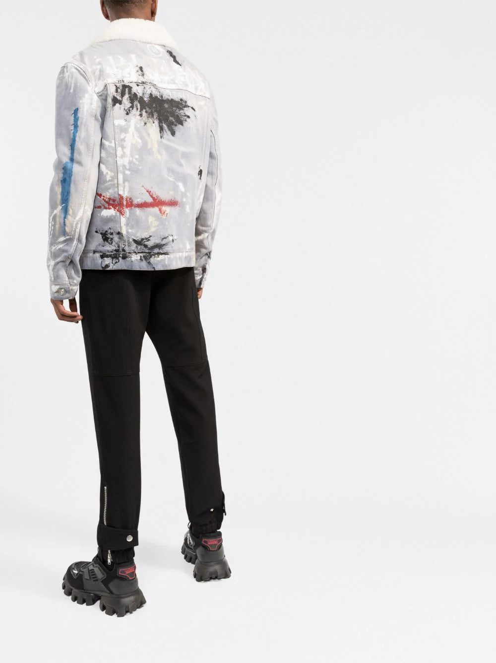 Philipp Plein painterly-print sherpa denim jacket - Image 4