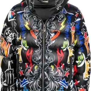 Philipp Plein  Skull and Plein print puffer jacket