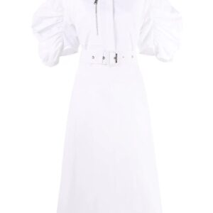 Alexander McQueen puff-sleeve belted cotton shirt dress