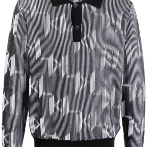 Karl Lagerfeld monogram-pattern knitted polo shirt
