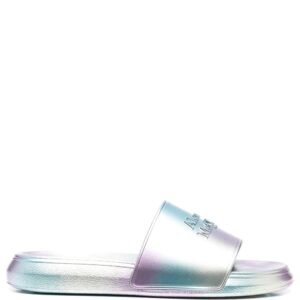Alexander McQueen metallic debossed-logo slides