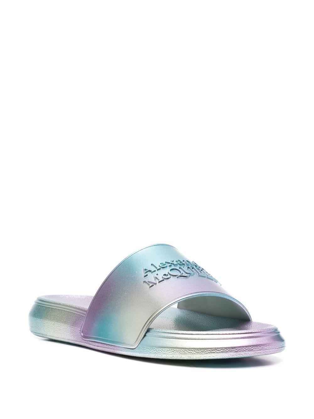Alexander McQueen metallic debossed-logo slides - Image 2