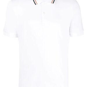 BOSS  stripe-collar short sleeved polo shirt
