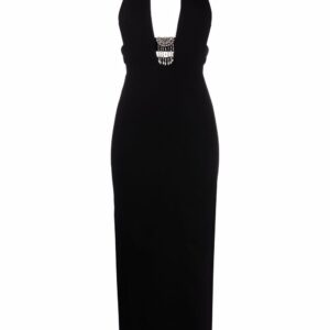 Saint Laurent crystal-embellished halterneck dress