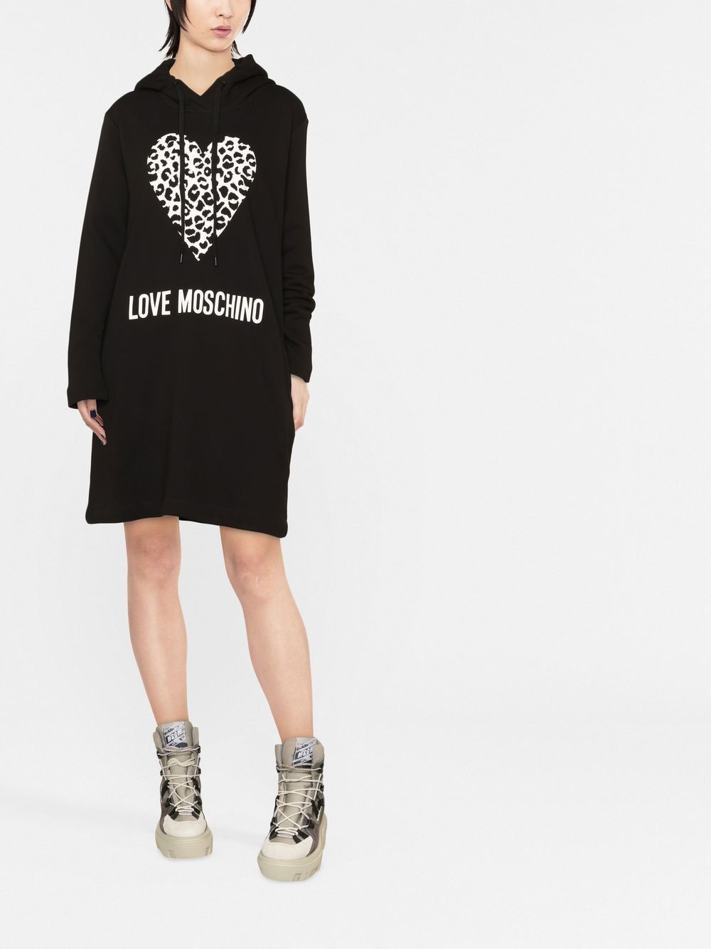 Love Moschino heart-motif hooded dress