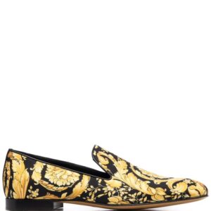 Versace baroque-print silk loafers