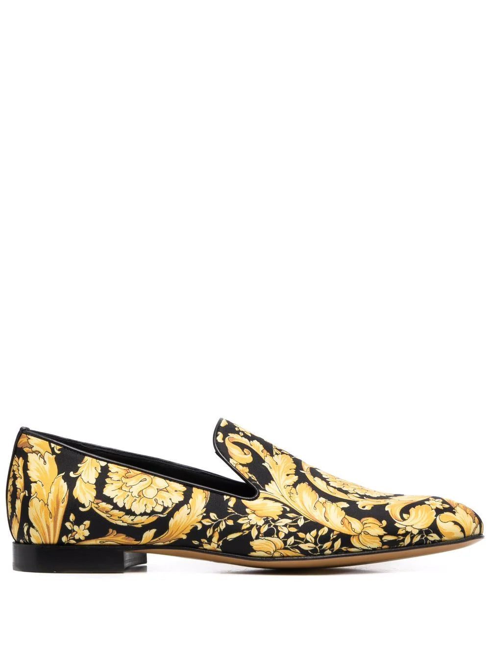 Versace baroque-print silk loafers