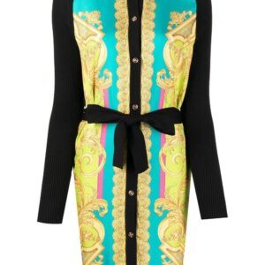 Versace  baroque-print tie-waist dress