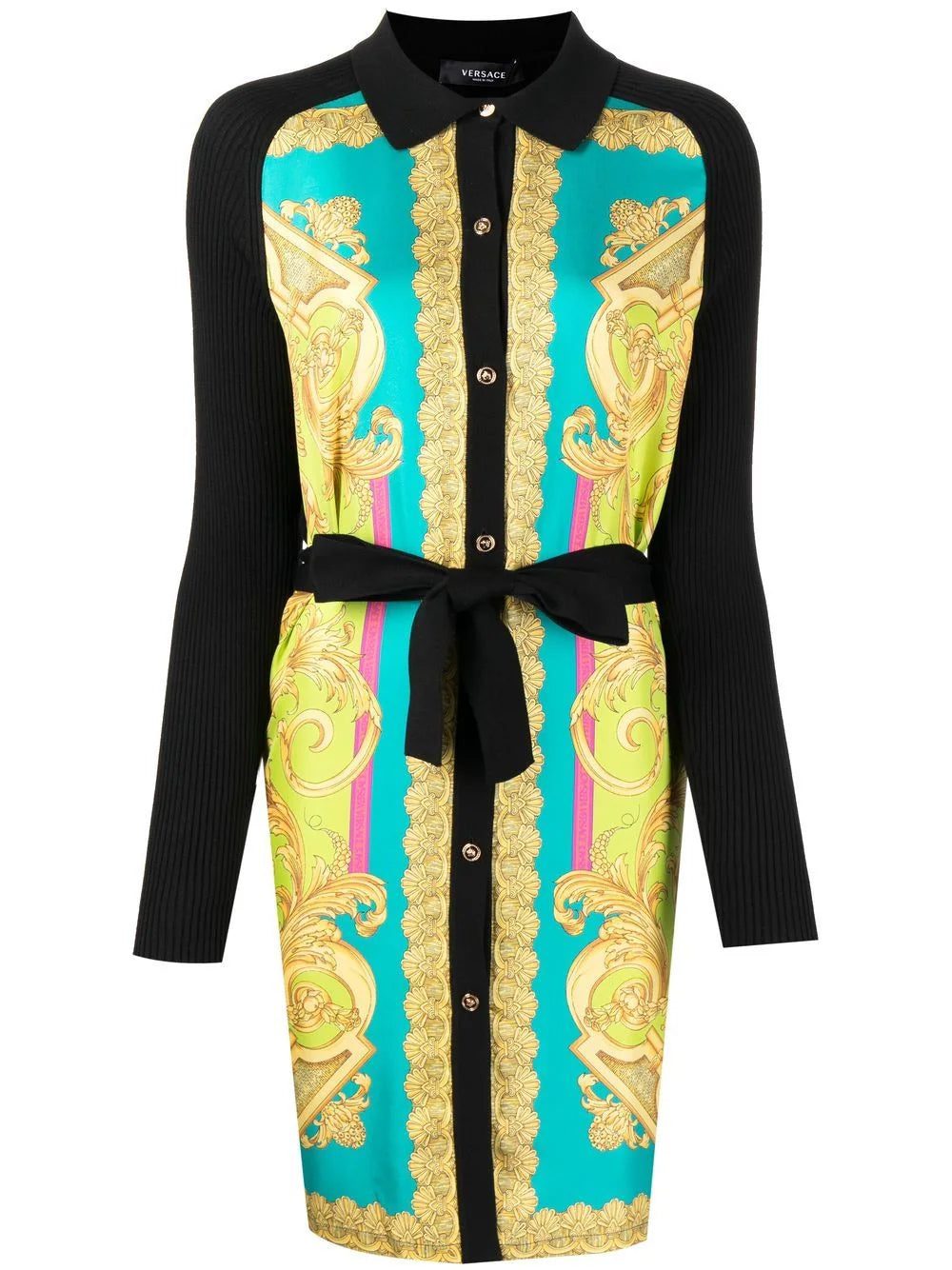 Versace baroque-print tie-waist dress