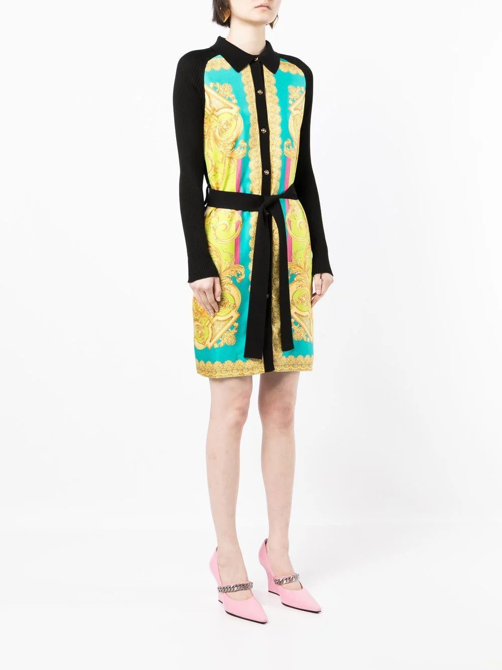 Versace baroque-print tie-waist dress - Image 3