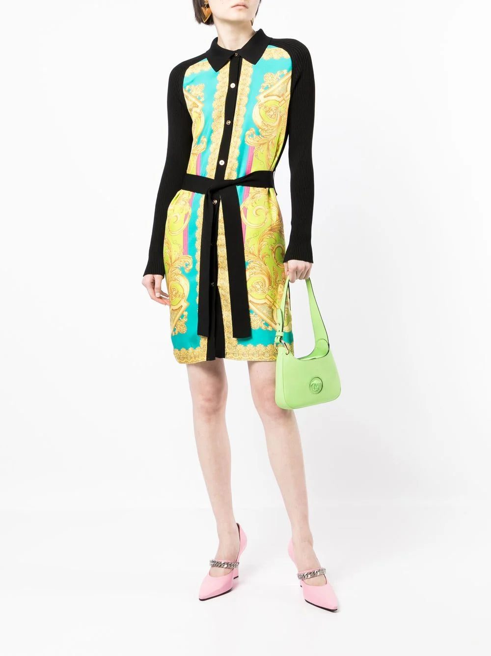 Versace baroque-print tie-waist dress - Image 2