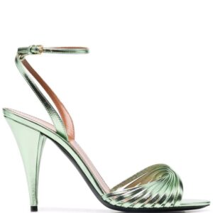 Saint Laurent Tina metallic-effect leather sandals