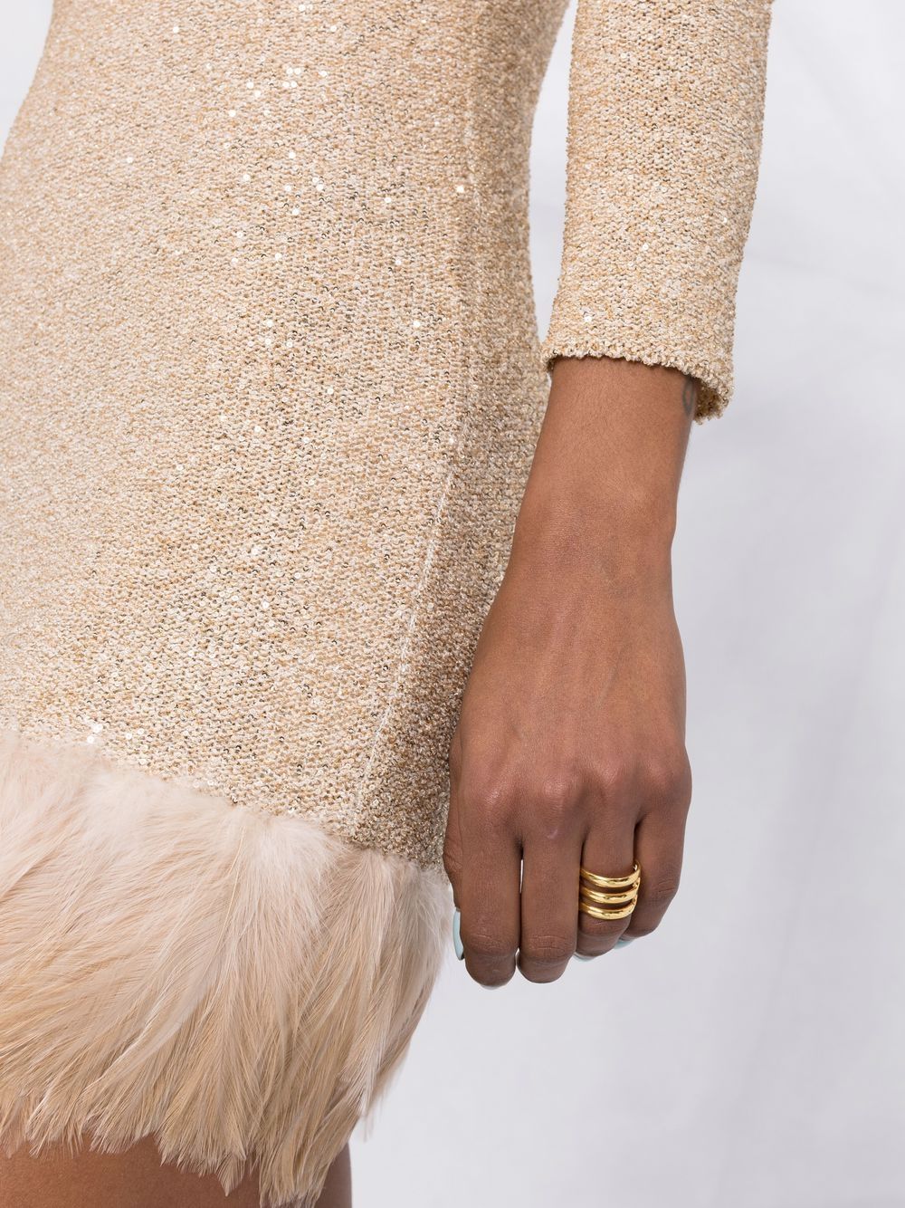 Saint Laurent feather-trim sequinned minidress - Image 5