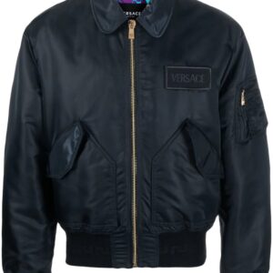 Versace  logo-patch padded bomber jacket
