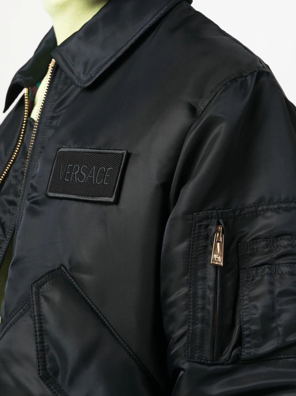 Versace logo-patch padded bomber jacket - Image 4