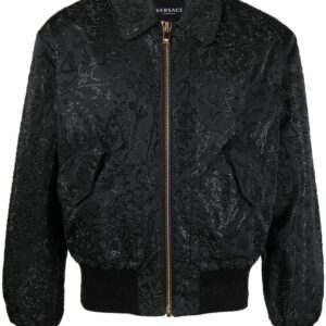 Versace rhinestone-baroque bomber jacket