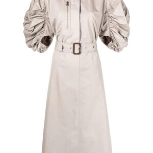 Alexander McQueen puff-sleeve belted cotton shirt dress