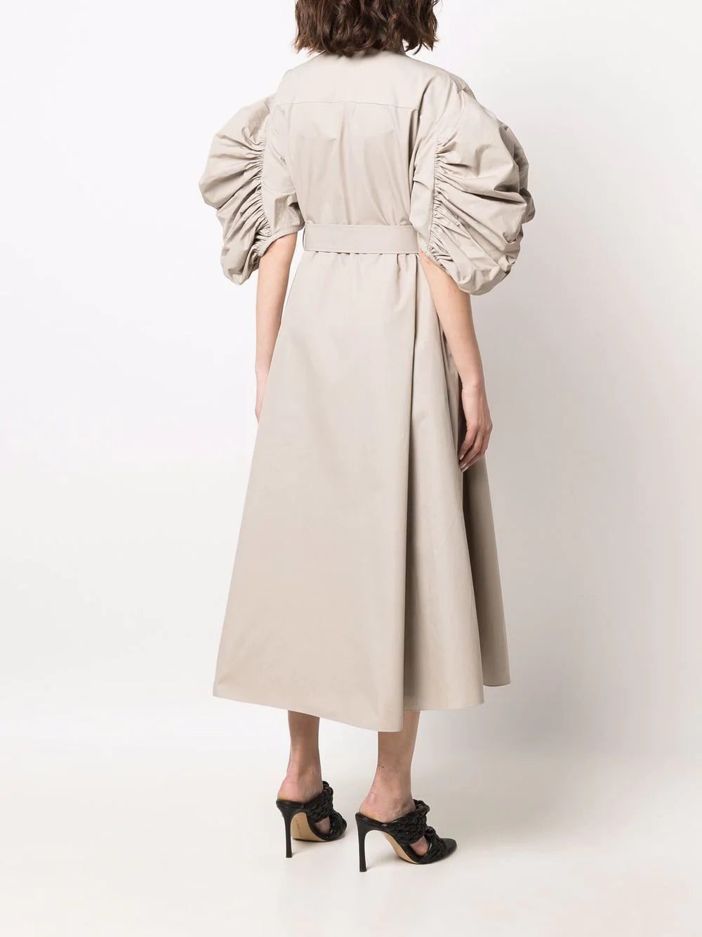Alexander McQueen puff-sleeve belted cotton shirt dress - Image 4