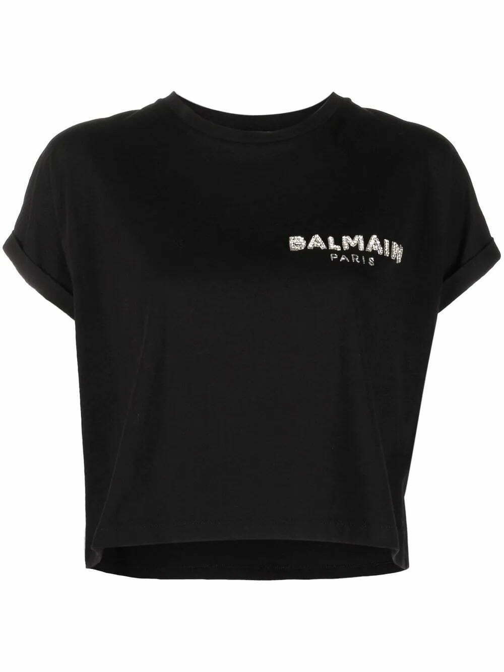 Balmain sequin logo round neck T-shirt