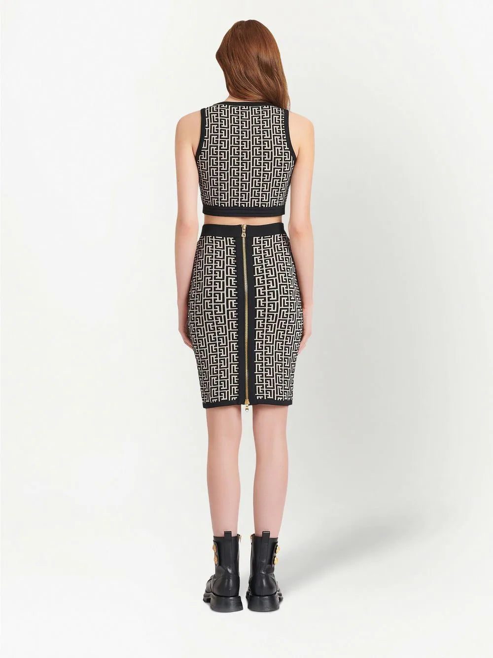 Balmain monogram-pattern cropped top - Image 4