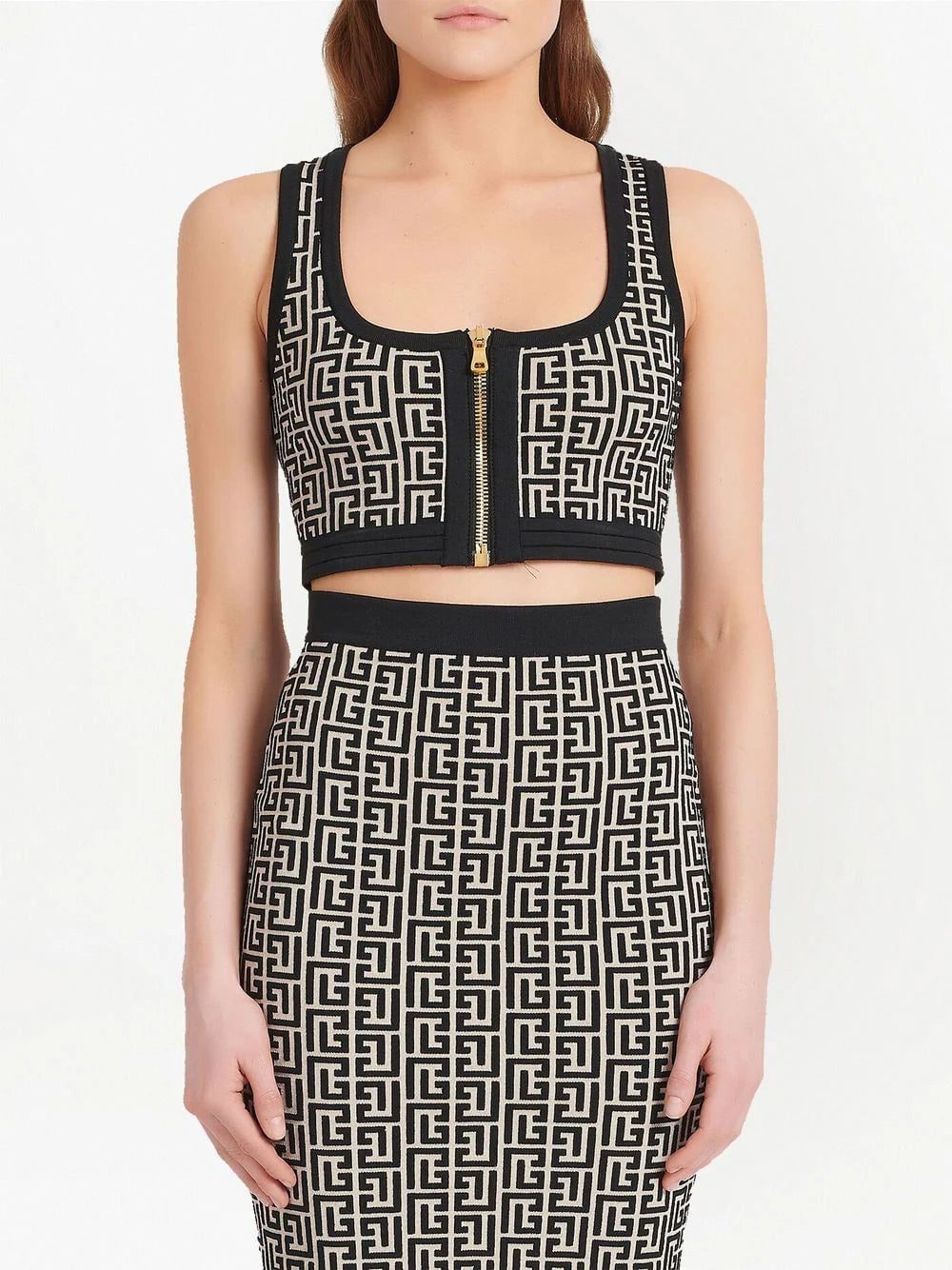 Balmain monogram-pattern cropped top - Image 3