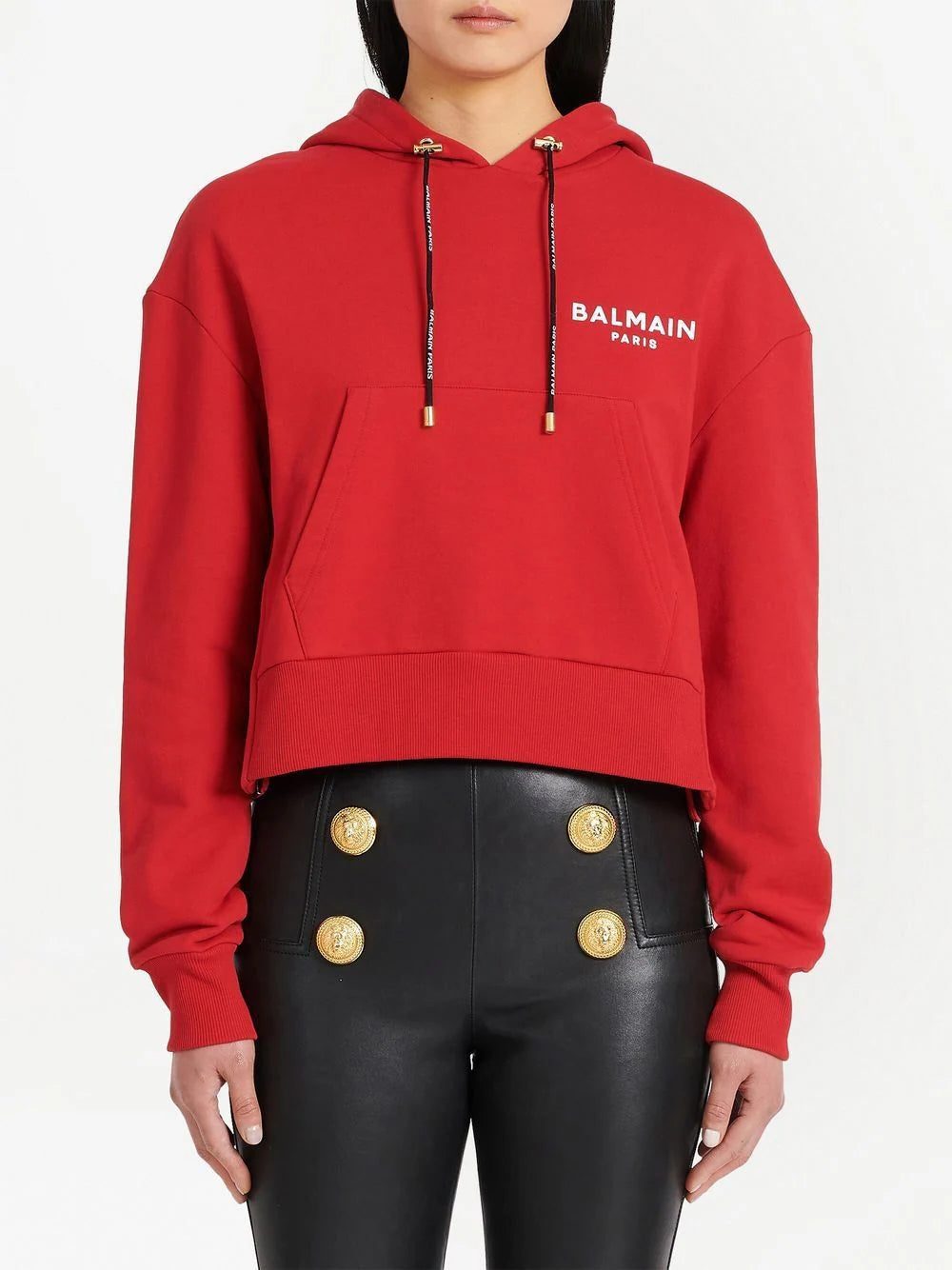 Balmain logo print drawstring hoodie - Image 3