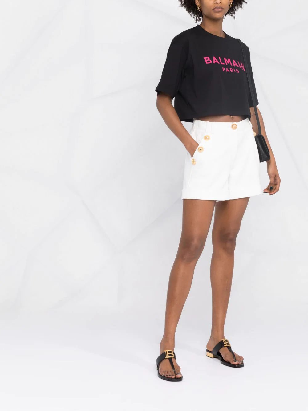 Balmain cropped logo-print T-shirt - Image 2