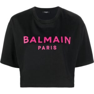 Balmain  cropped logo-print T-shirt