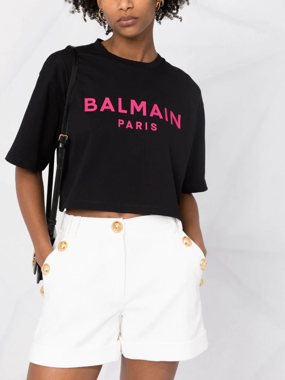 Balmain cropped logo-print T-shirt - Image 3