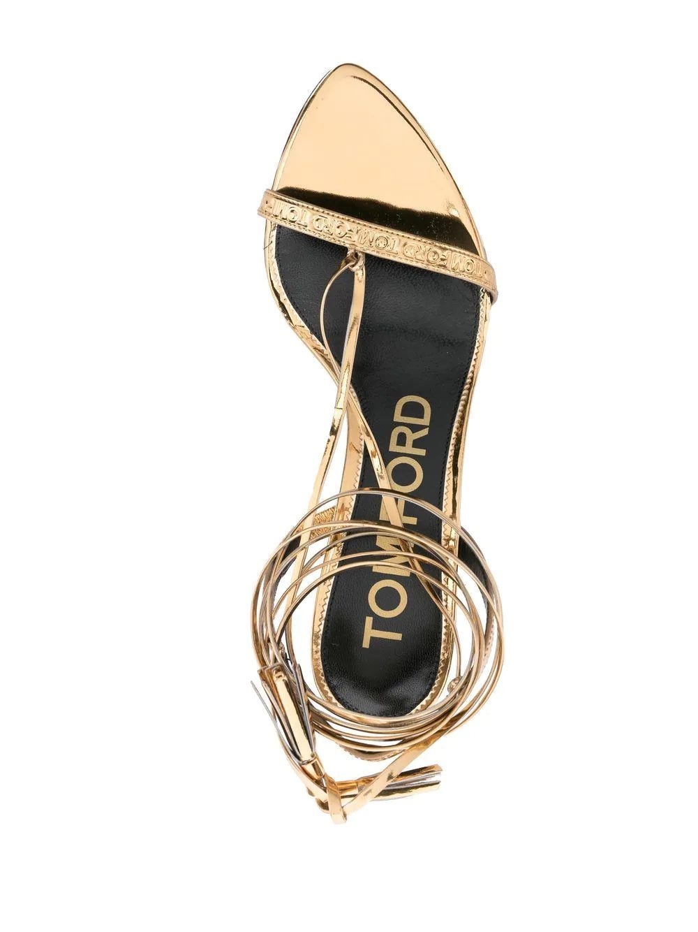 TOM FORD logo-embossed metallic leather sandals - Image 4