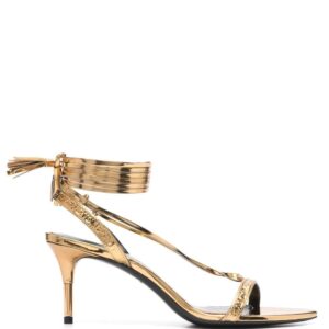 TOM FORD logo-embossed metallic leather sandals