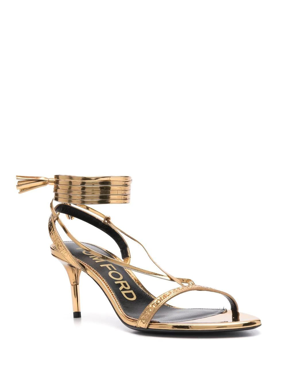 TOM FORD logo-embossed metallic leather sandals - Image 2