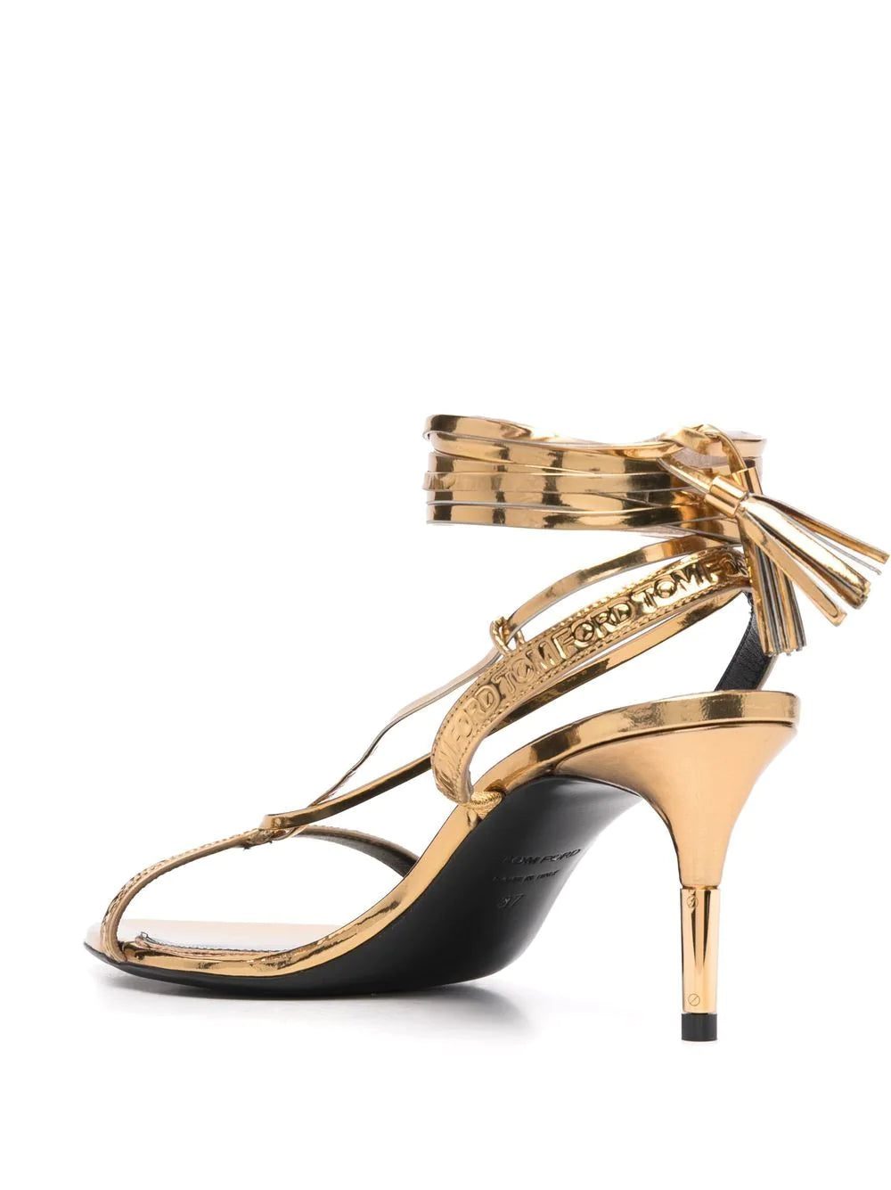 TOM FORD logo-embossed metallic leather sandals - Image 3