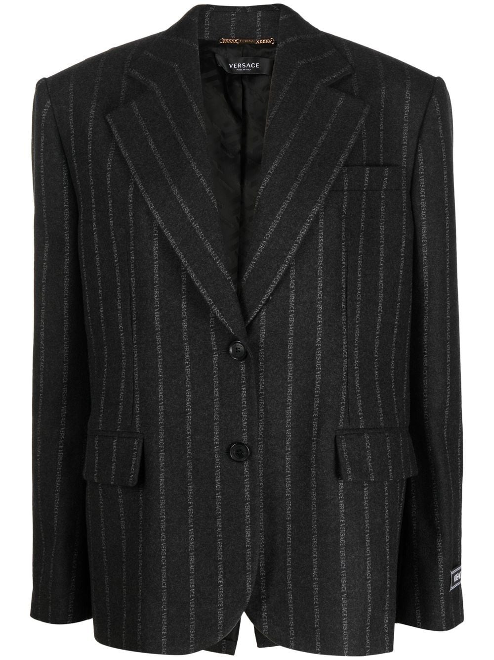 Versace shoulder-pads logo-print blazer