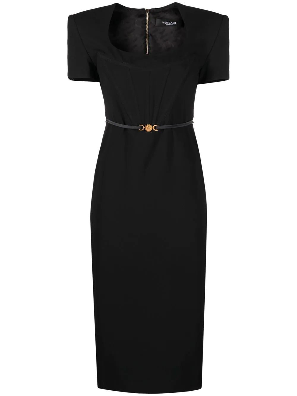 Versace Medusa plaque belted midi dress