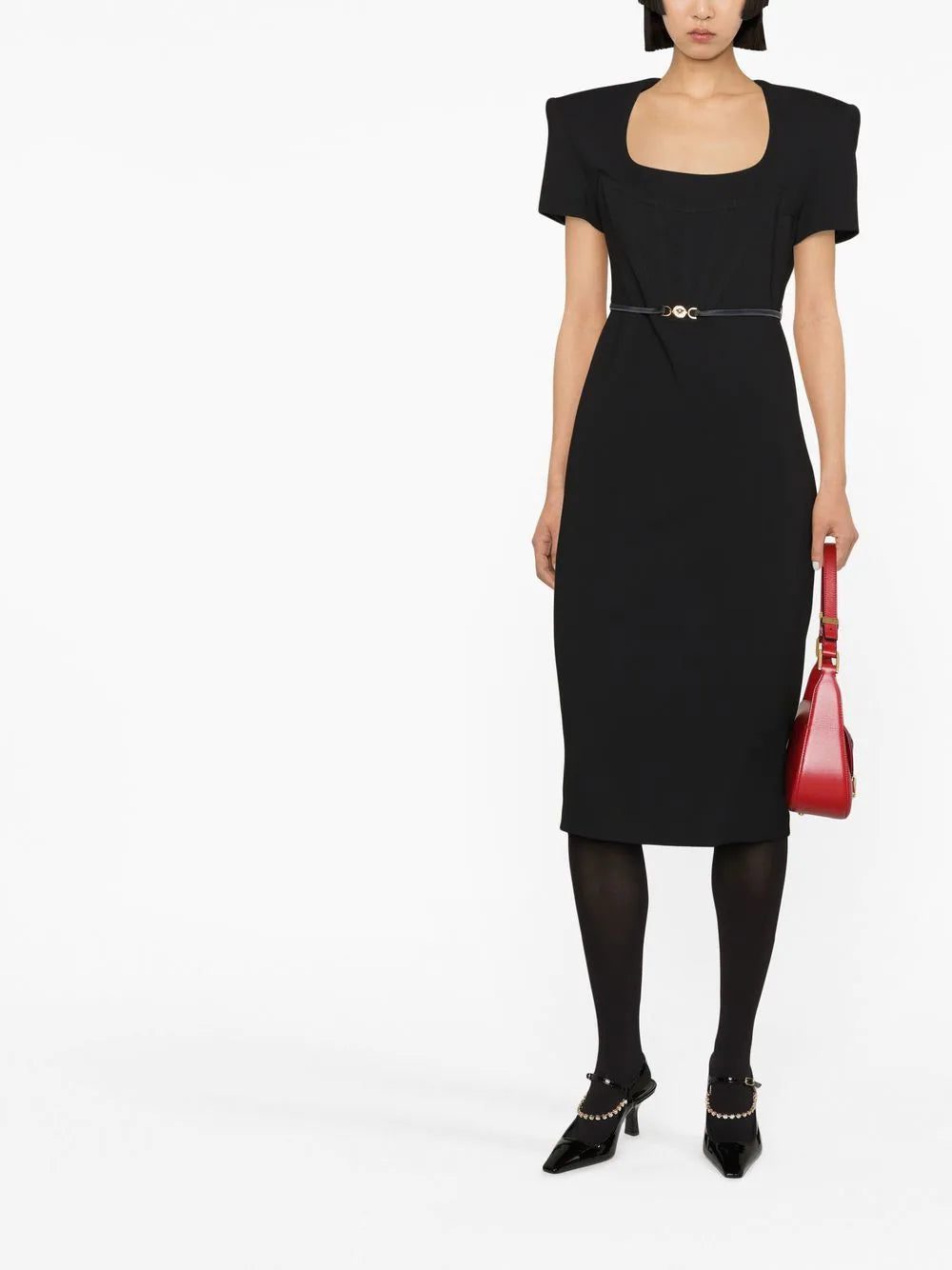 Versace Medusa plaque belted midi dress - Image 2