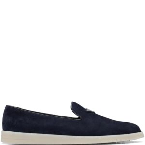 Prada  triangle-patch suede loafers