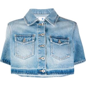 Off-White  cropped short-sleeve denim shirt