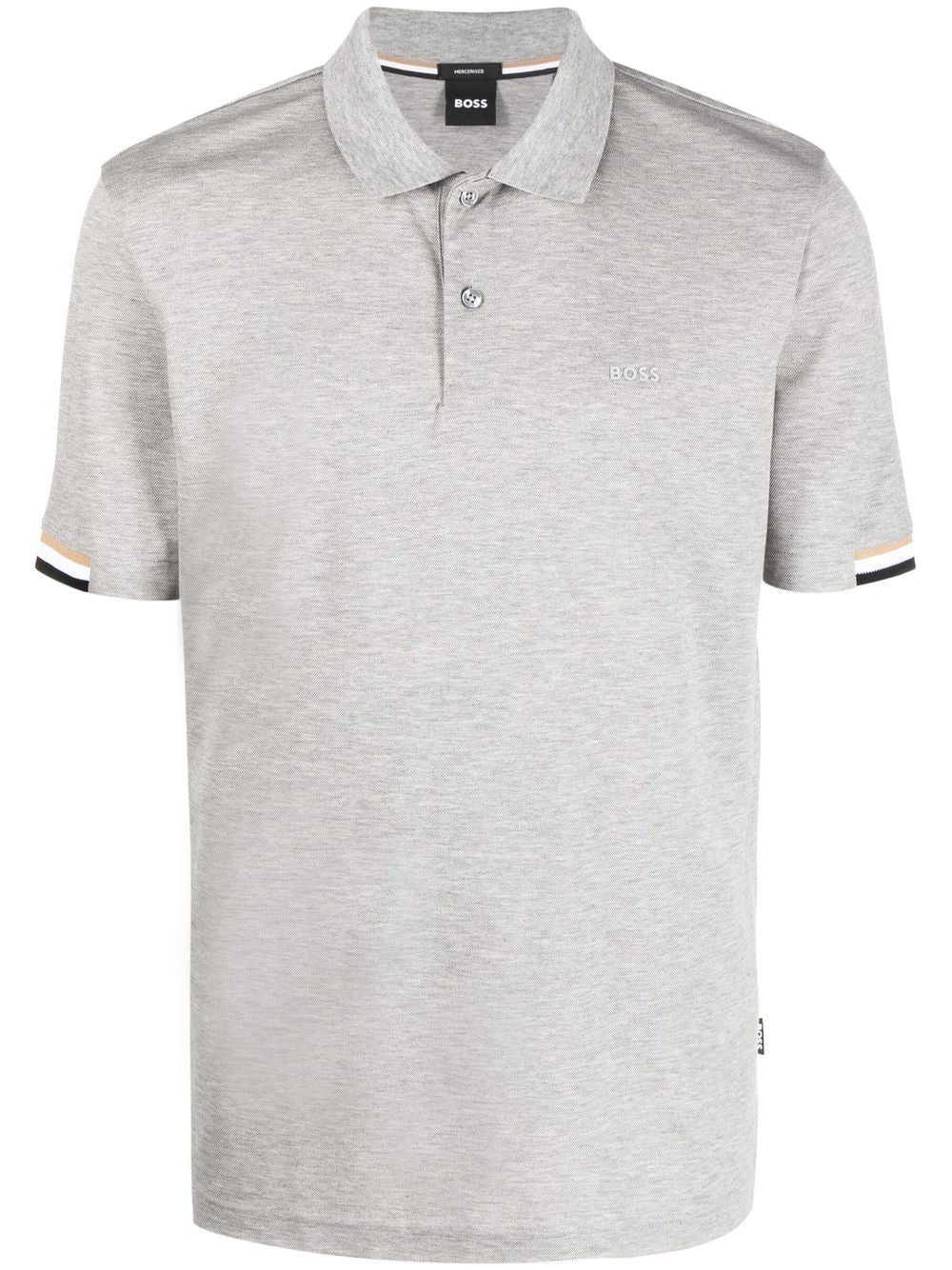 BOSS stripe-collar short sleeved polo shirt