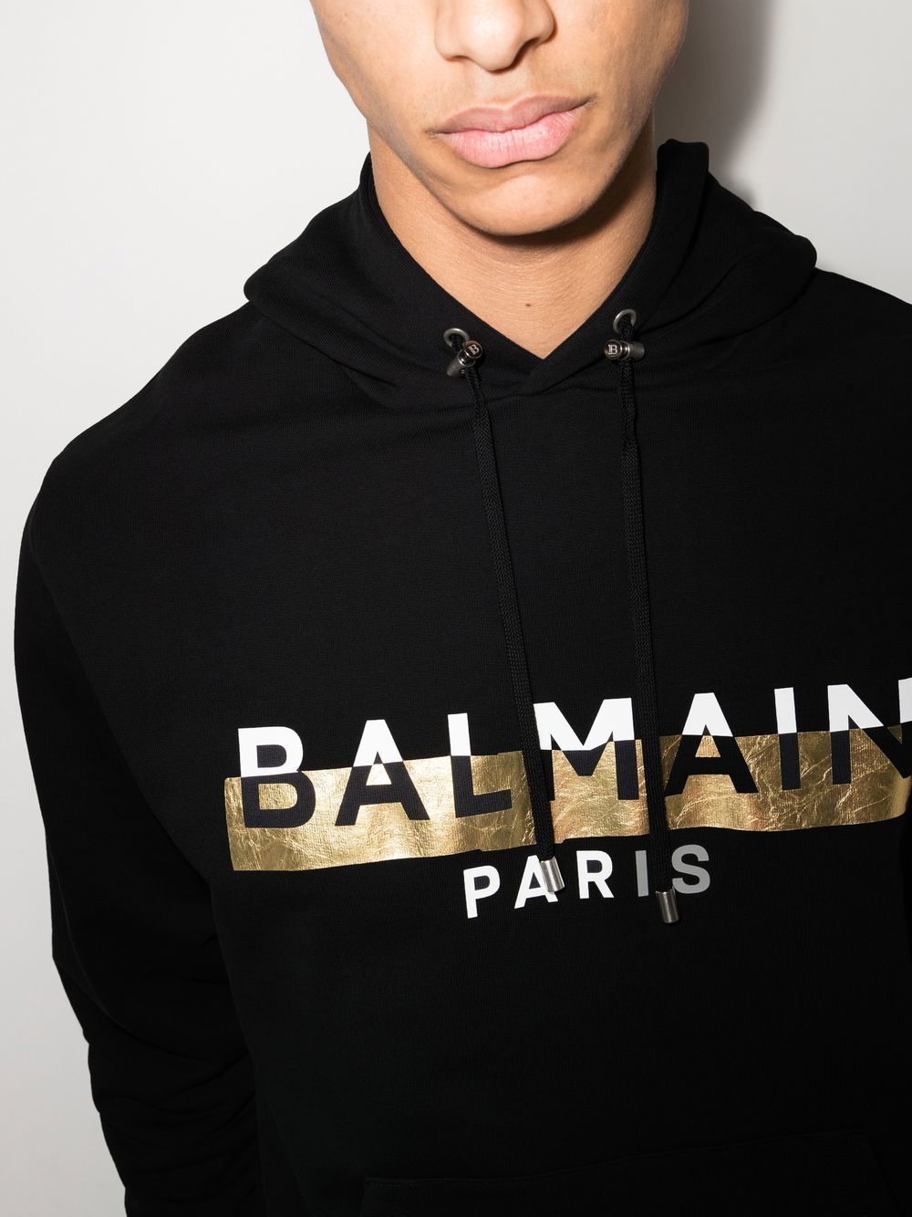 Balmain foil logo-print hooded jacket - Image 4