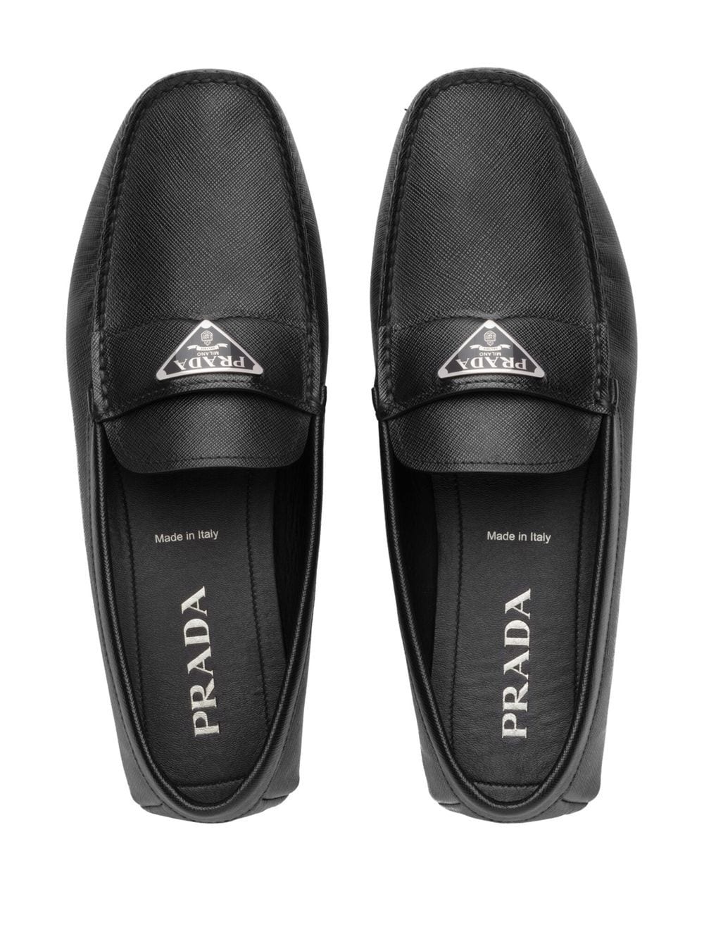 Prada logo-plaque leather loafers - Image 4