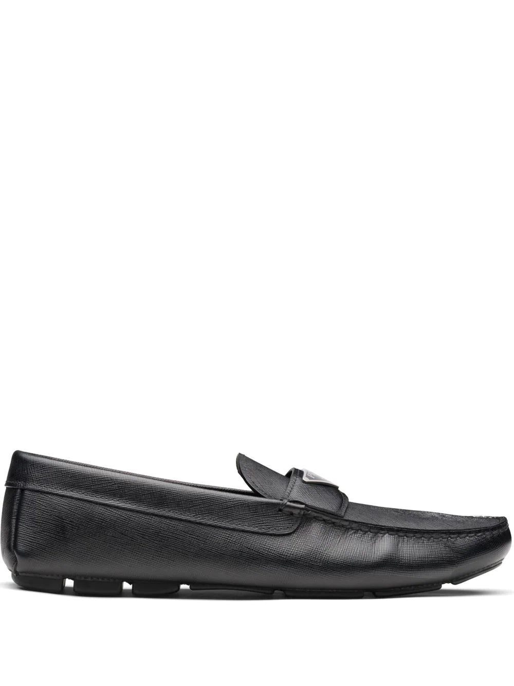 Prada logo-plaque leather loafers