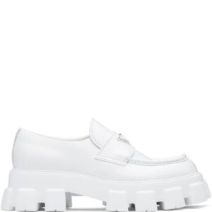 Prada  Monolith leather lug loafers
