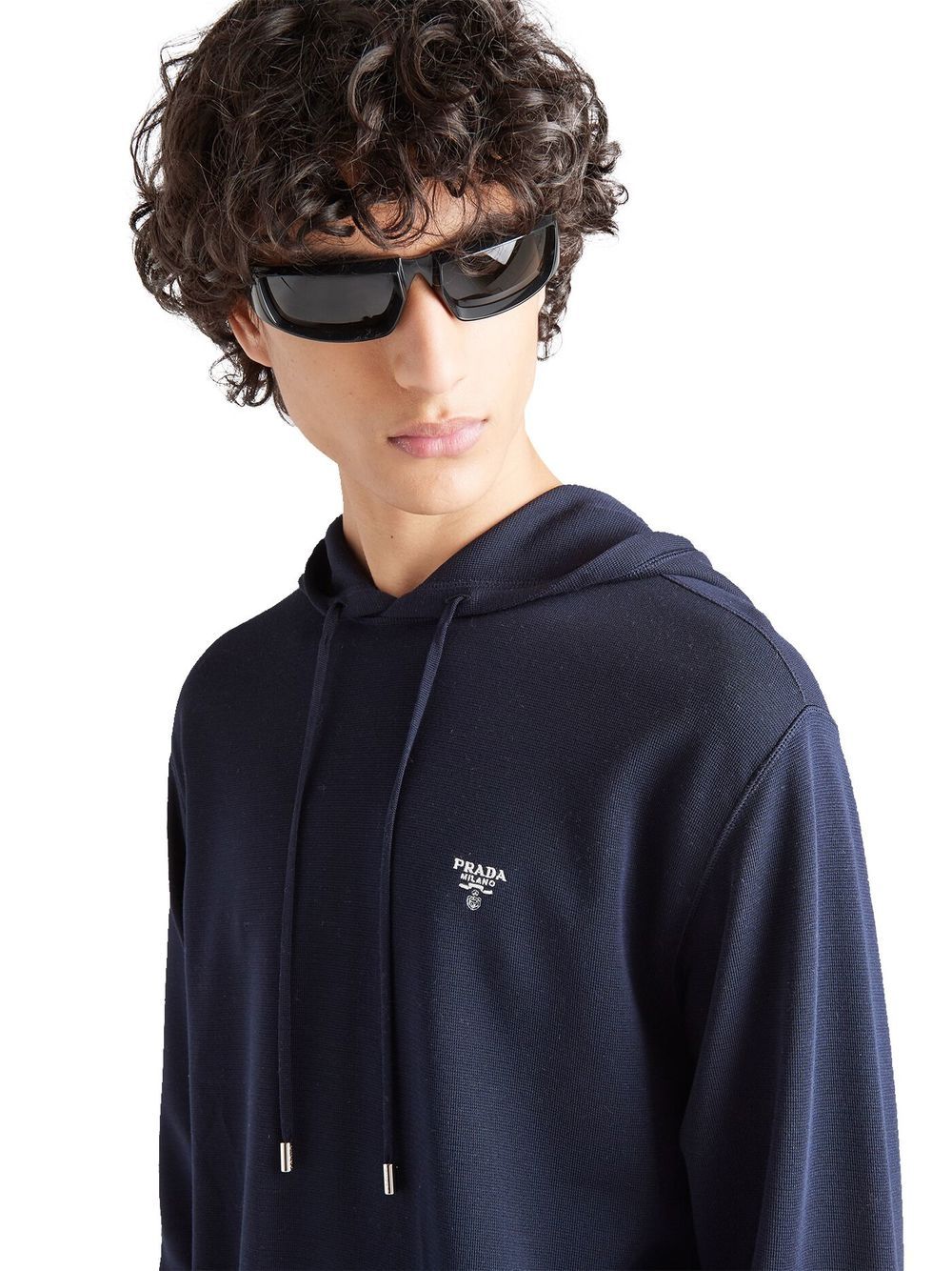 Prada embroidered-logo silk hoodie - Image 4