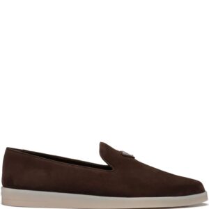 Prada  triangle-patch suede loafers